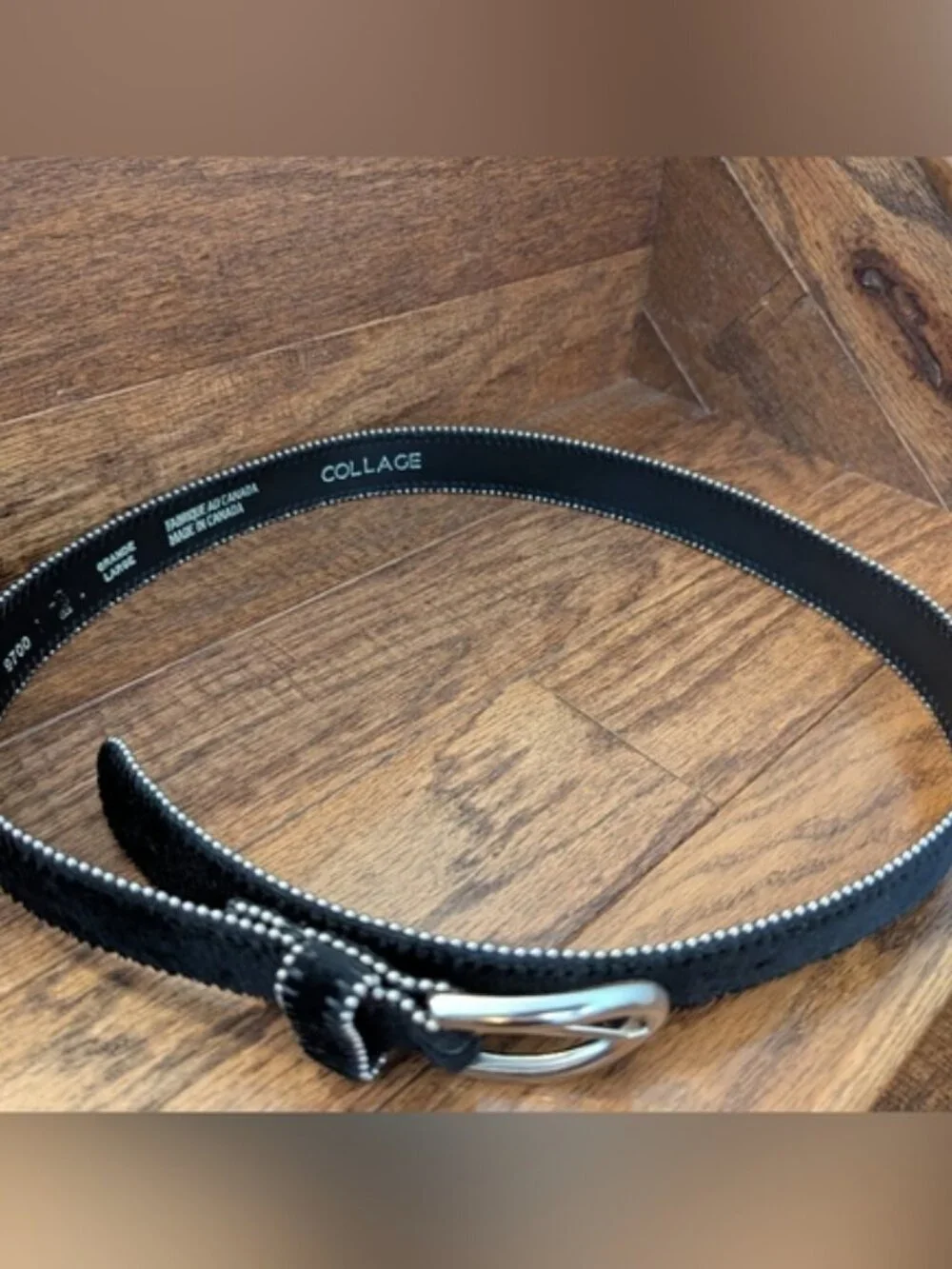 Vintage Y2K belt edged with silver-coloured metal beads Size large
